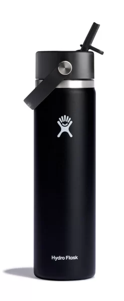Thermosfles Hydro Flask Wide Mouth Flex Straw Cap Black 709 Ml