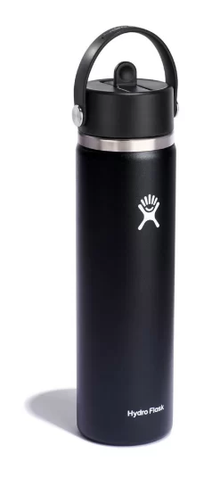 Thermosfles Hydro Flask Wide Mouth Flex Straw Cap Black 709 Ml -Kortingswinkel voor buitenkeukens 3 w24bfs001 black angled 1 2