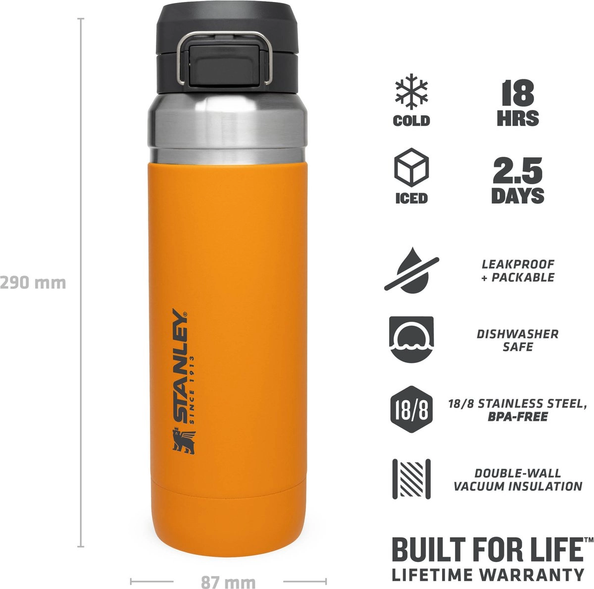 Thermosbeker Stanley The Quick Flip Saffron 1,06L 5 Thermosbeker Stanley The Quick Flip Saffron 1,06L - Image 5